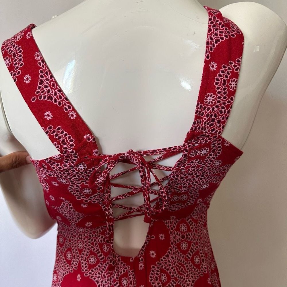 Red Patterned Mini Dress - Picture 8 of 15